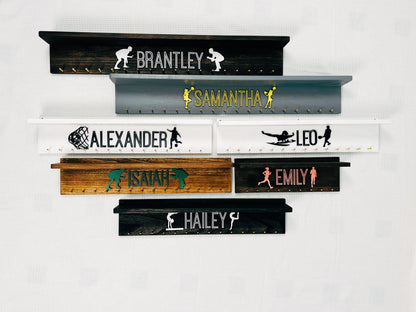 Custom Name Medal Hanger And Trophy Shelf