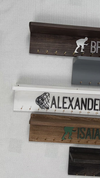 Custom Name Medal Hanger And Trophy Shelf