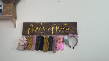 Personalized  Headband And Bow Holder WIth Hooks